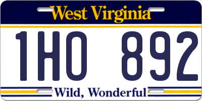 WV license plate 1HO892