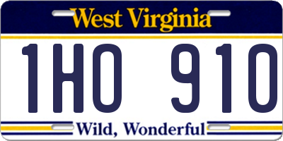 WV license plate 1HO910