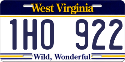 WV license plate 1HO922