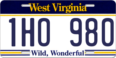 WV license plate 1HO980
