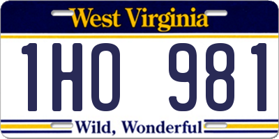 WV license plate 1HO981