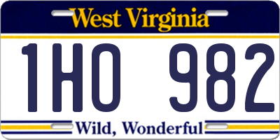 WV license plate 1HO982