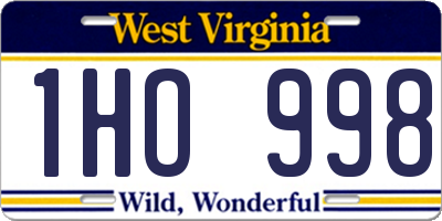 WV license plate 1HO998