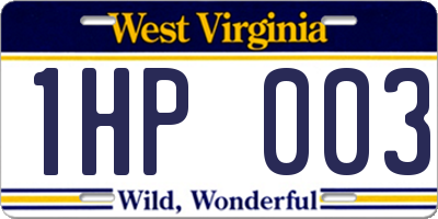 WV license plate 1HP003