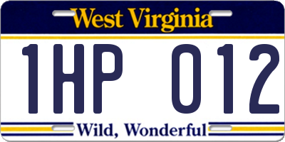 WV license plate 1HP012