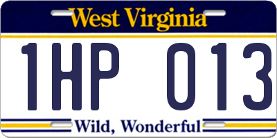 WV license plate 1HP013