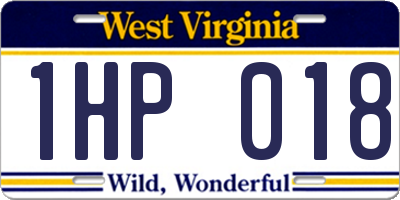 WV license plate 1HP018