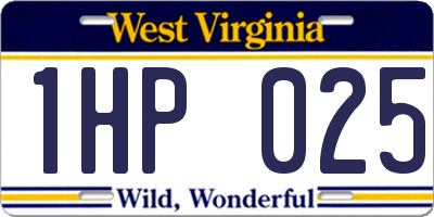 WV license plate 1HP025
