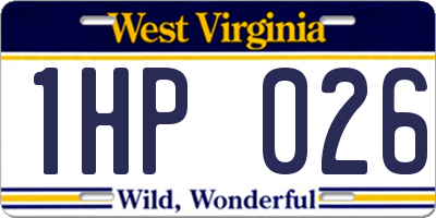 WV license plate 1HP026