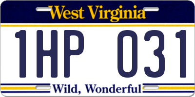 WV license plate 1HP031