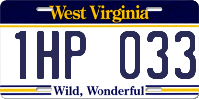 WV license plate 1HP033