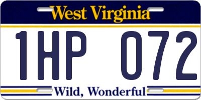 WV license plate 1HP072
