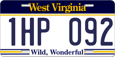 WV license plate 1HP092