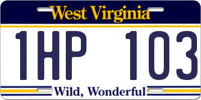 WV license plate 1HP103