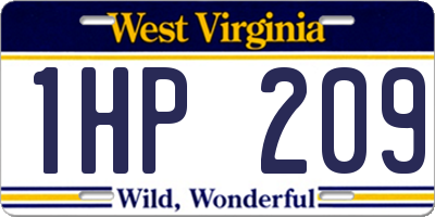 WV license plate 1HP209