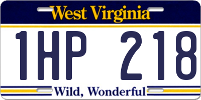 WV license plate 1HP218