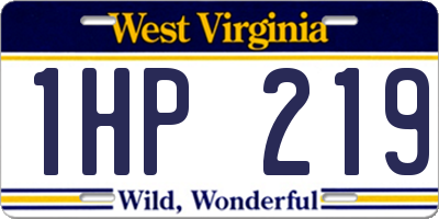 WV license plate 1HP219