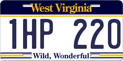 WV license plate 1HP220