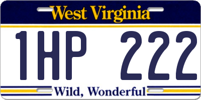 WV license plate 1HP222