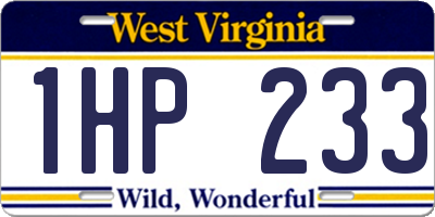 WV license plate 1HP233