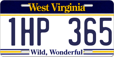 WV license plate 1HP365