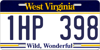 WV license plate 1HP398