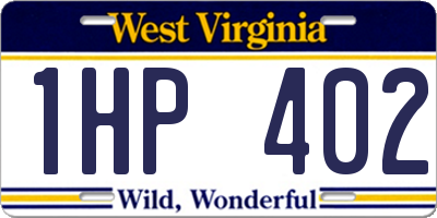 WV license plate 1HP402