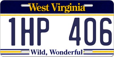 WV license plate 1HP406