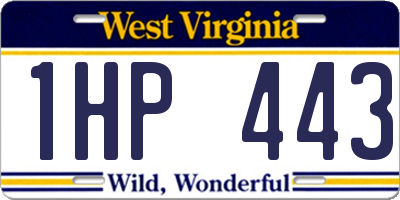 WV license plate 1HP443