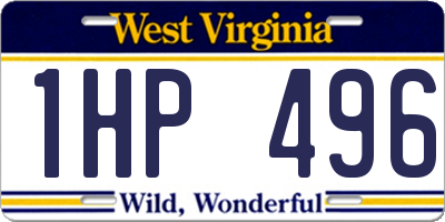 WV license plate 1HP496