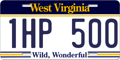 WV license plate 1HP500