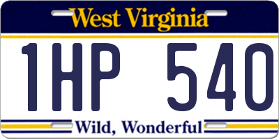 WV license plate 1HP540