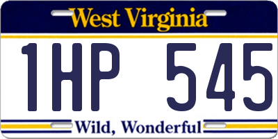 WV license plate 1HP545