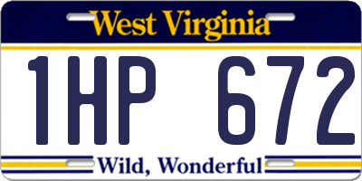 WV license plate 1HP672