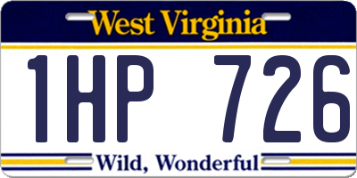 WV license plate 1HP726