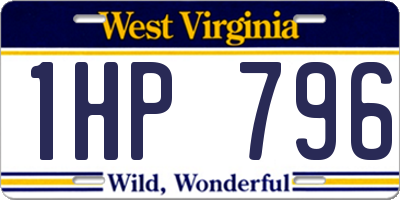 WV license plate 1HP796