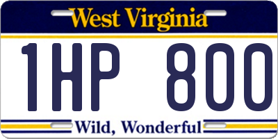 WV license plate 1HP800