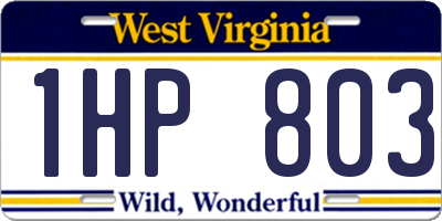 WV license plate 1HP803