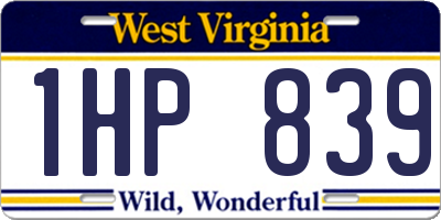 WV license plate 1HP839