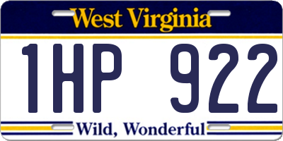 WV license plate 1HP922