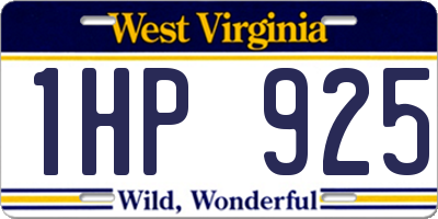 WV license plate 1HP925