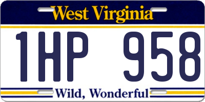 WV license plate 1HP958