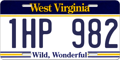 WV license plate 1HP982