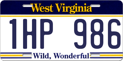 WV license plate 1HP986