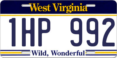 WV license plate 1HP992