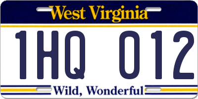 WV license plate 1HQ012
