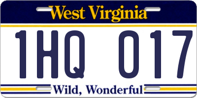 WV license plate 1HQ017