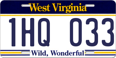 WV license plate 1HQ033