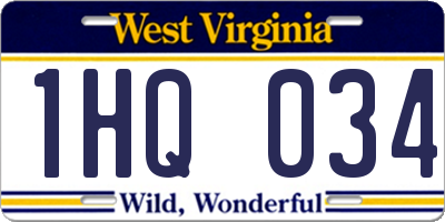 WV license plate 1HQ034