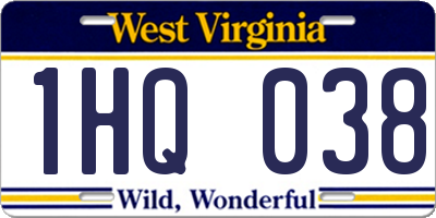WV license plate 1HQ038